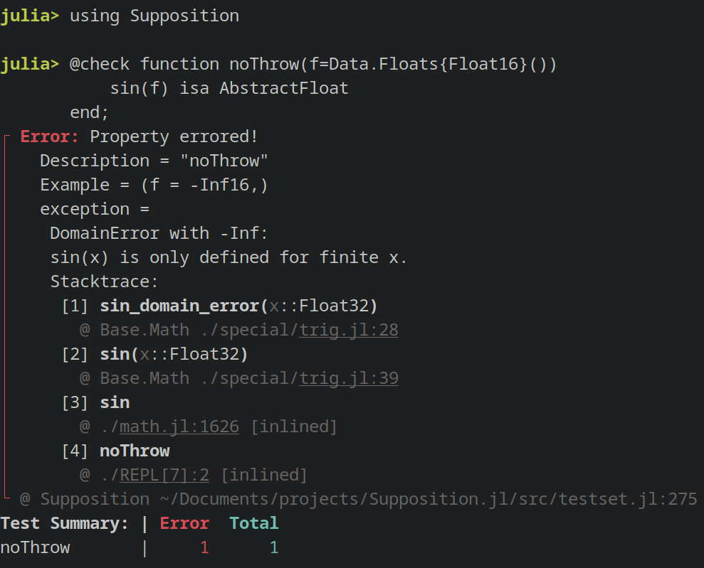 Fuzzing to find a DomainError